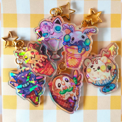 Pokemon Ice cream acrylic charm| Holographic Key chain