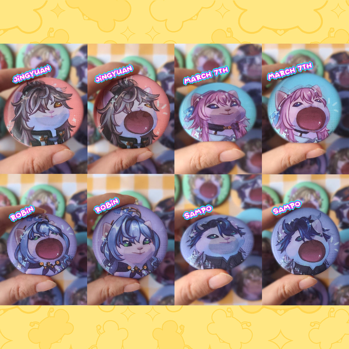 Honkai Star Rail Lenticular Pins ( HSR ) Pop cat meme badge