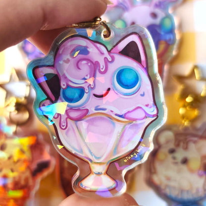 Pokemon Ice cream acrylic charm| Holographic Key chain