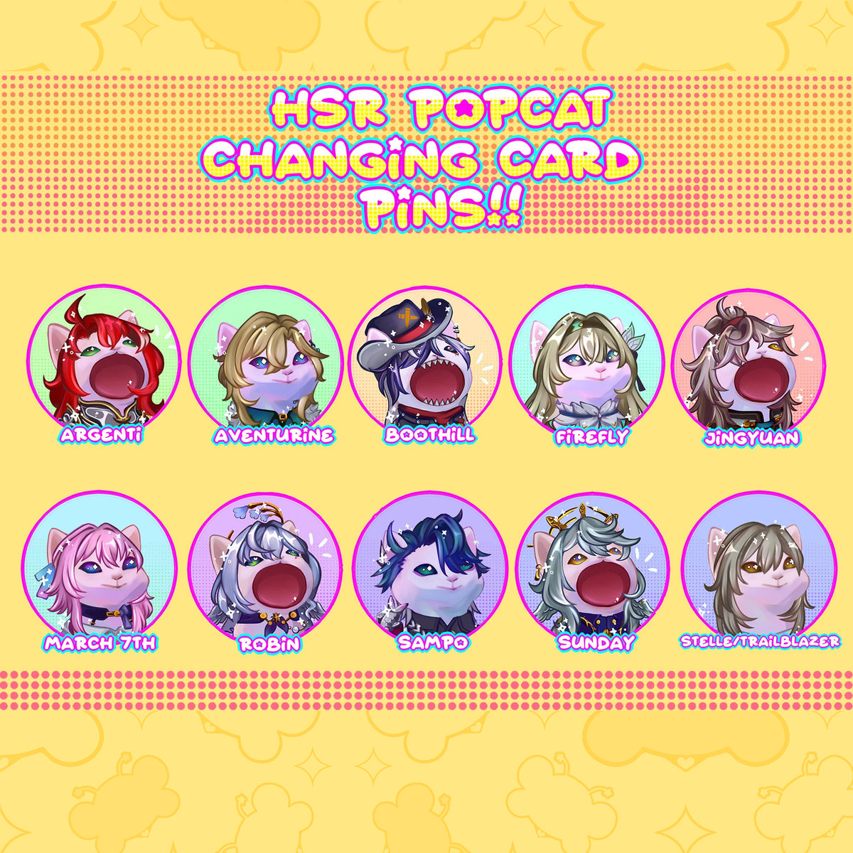 Honkai Star Rail Lenticular Pins ( HSR ) Pop cat meme badge