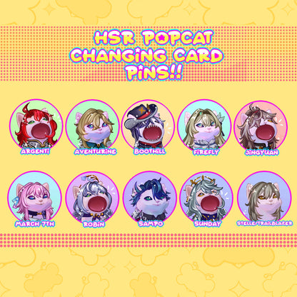 Honkai Star Rail Lenticular Pins ( HSR ) Pop cat meme badge