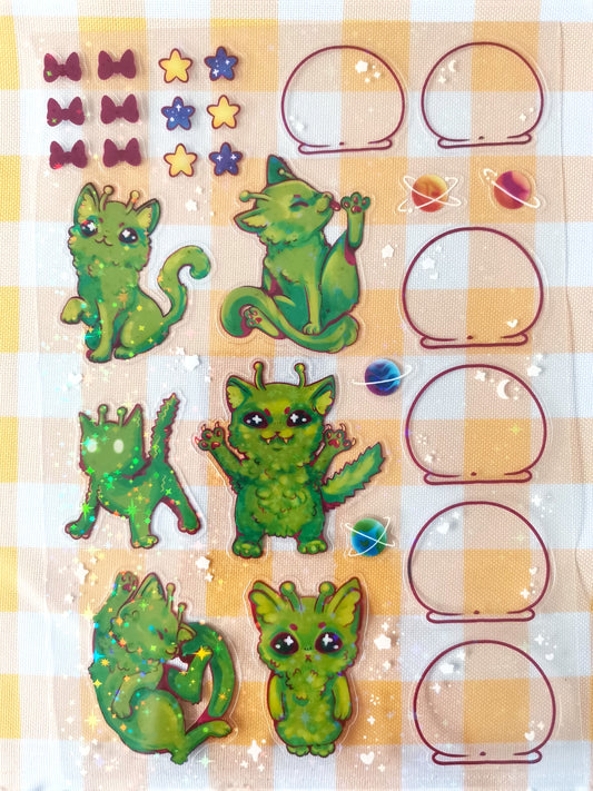 Alien Cat Sticker Sheet!!