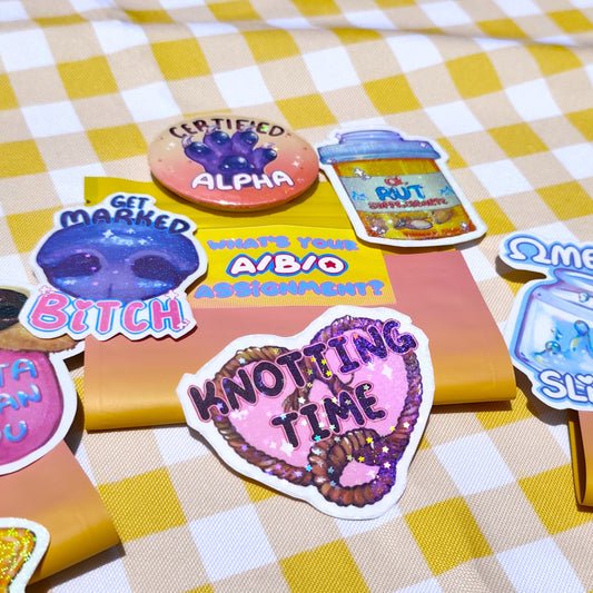 Alpha Beta Omega (Omegaverse) Pin and Sticker Blind Bags!