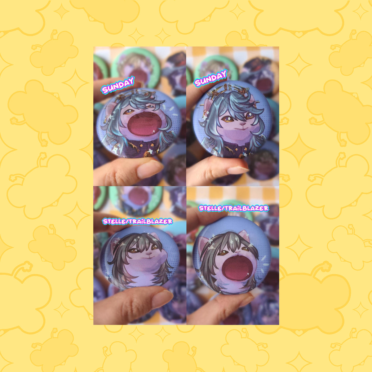 Honkai Star Rail Lenticular Pins ( HSR ) Pop cat meme badge